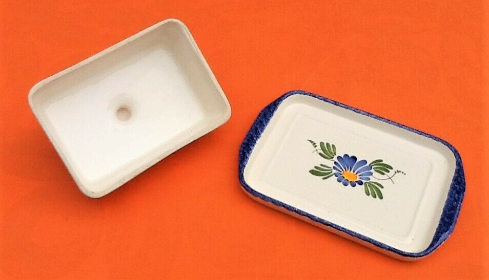 70s buttermaker with ceramic lid with floral decoration