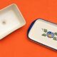 70s buttermaker with ceramic lid with floral decoration