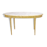 Oval coffee table in marble and brass