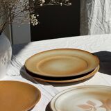 Set of 4 vintage stoneware plates, including 2 with floral motifs