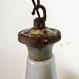 Large Industrial British Grey Enamel Factory Pendant Lamp from Benjamin, 19