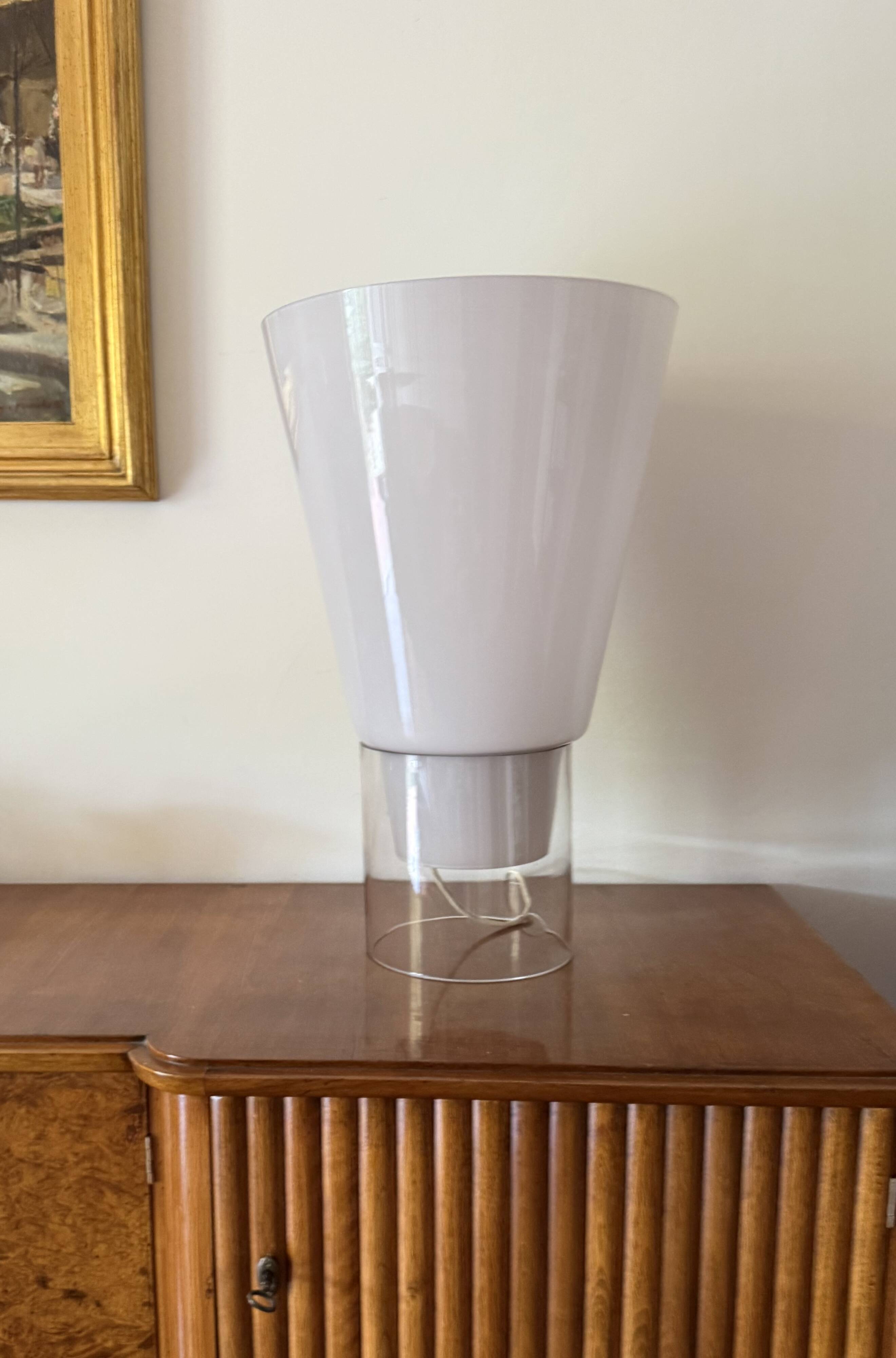 Monumental floor / table Glass Table Lamp, Selenova Italy, 1970s