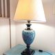Large ceramic lamp base in blue, gold and black