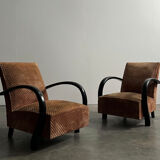 Paire de fauteuils en velours art déco