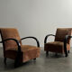 Paire de fauteuils en velours art déco