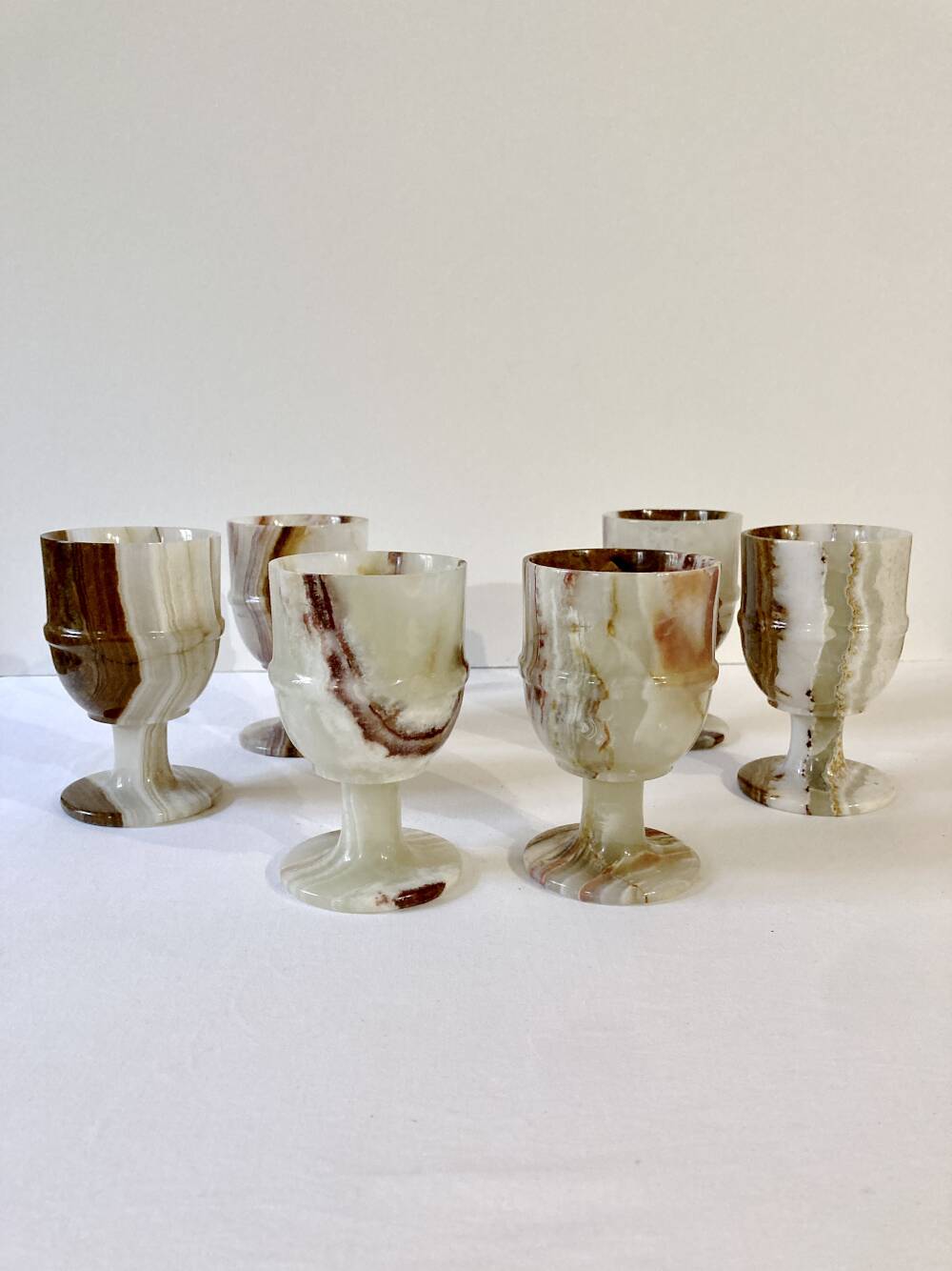 6 footed glasses in alabaster