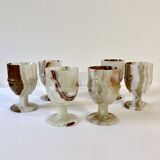6 footed glasses in alabaster
