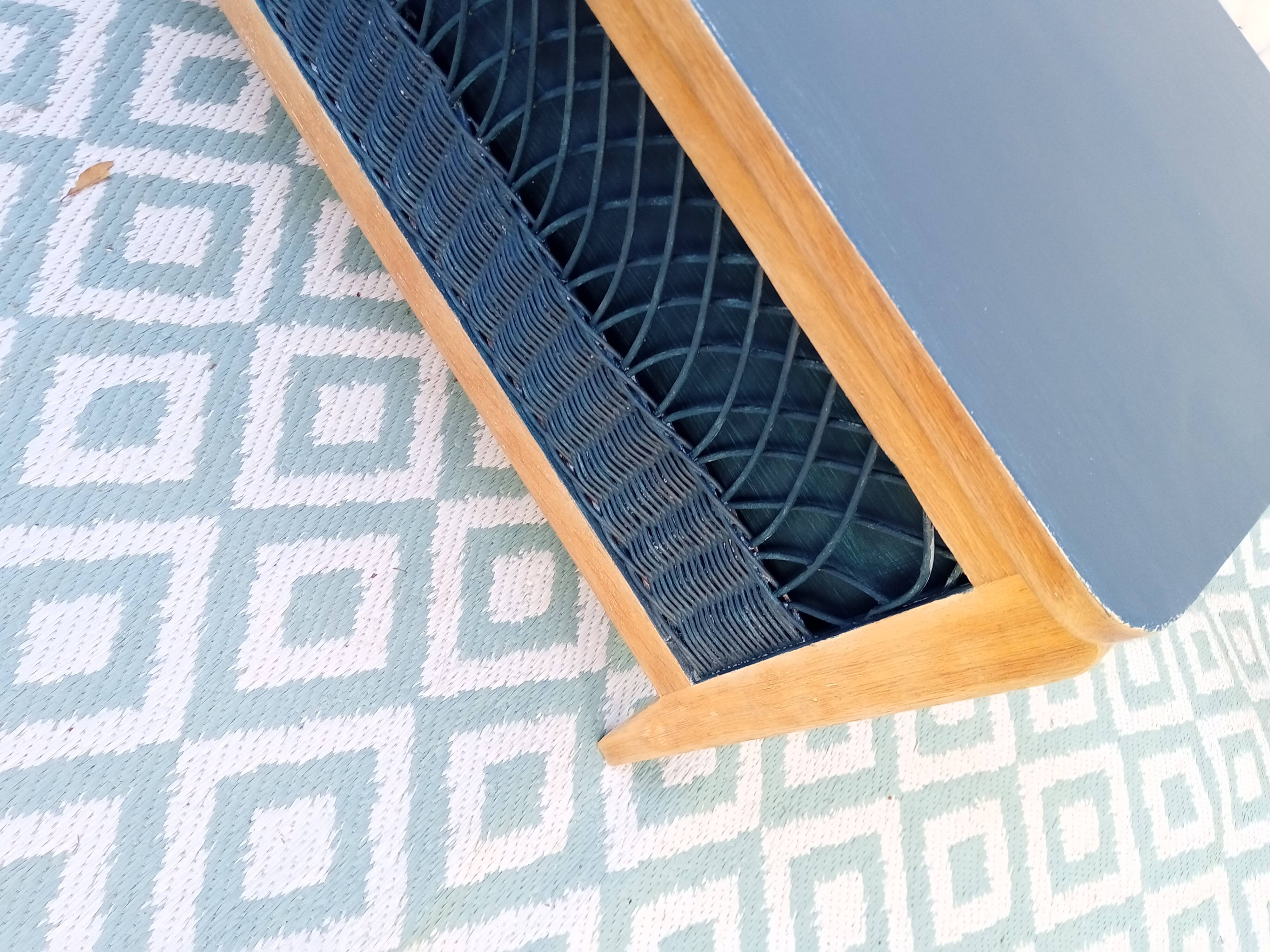 Wood and rattan chest