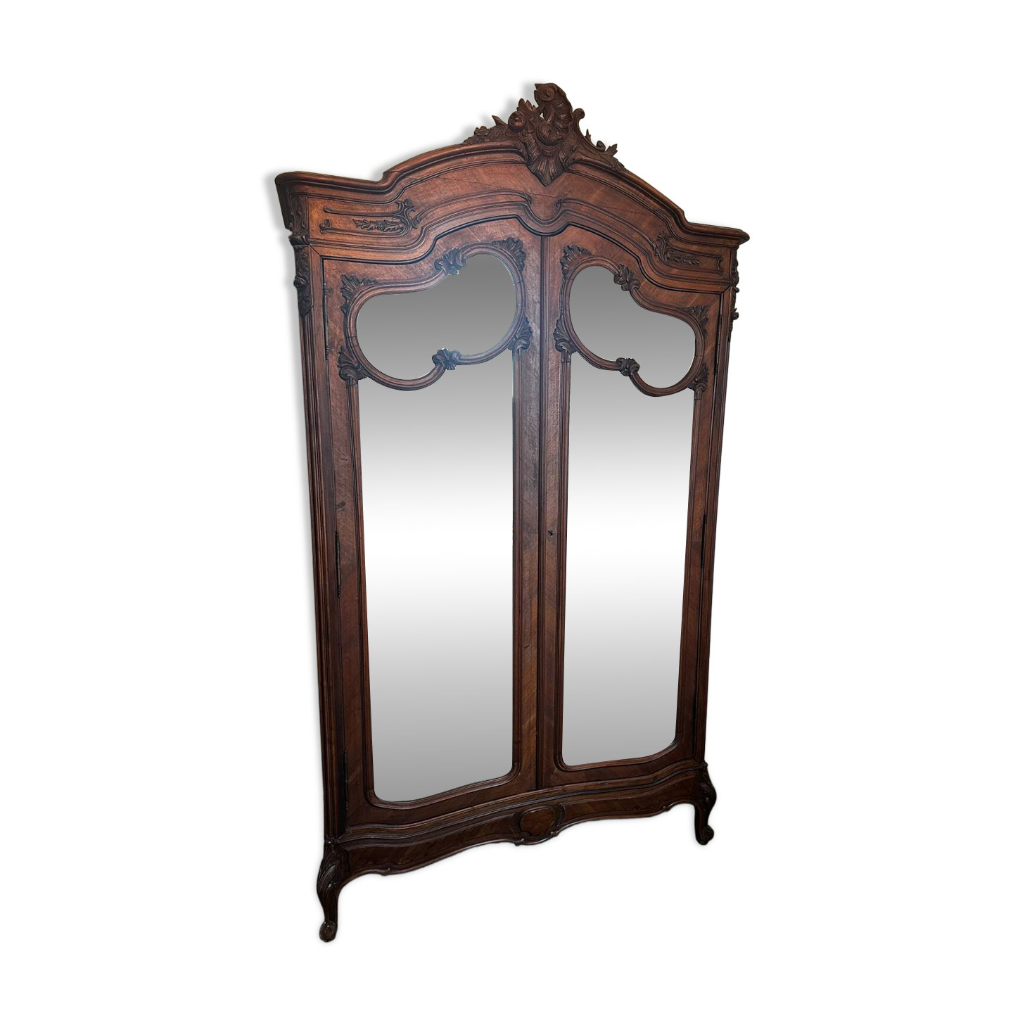 Carved walnut wardrobe – late 19th century Louis XV style