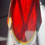 Murano sommerso diamond vase very good condition 21cm old vintage glass