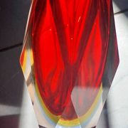 Murano sommerso vase diamond in very good condition 21cm antique vintage glass