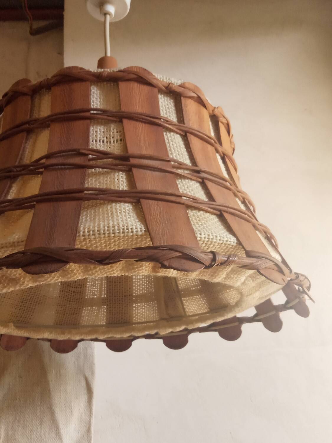 Scandinavian teak pendant light, made in the GDR, 1960s