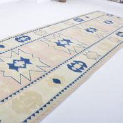 Beige And Blue Oushak Runner Rug sku 3324