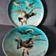 Pair of plates Auguste Lamère flying duck workshop Théodore Deck