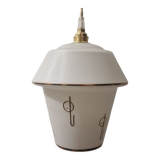 White opaline pendant lamp with gold décor
