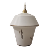 White opaline pendant lamp with gold décor