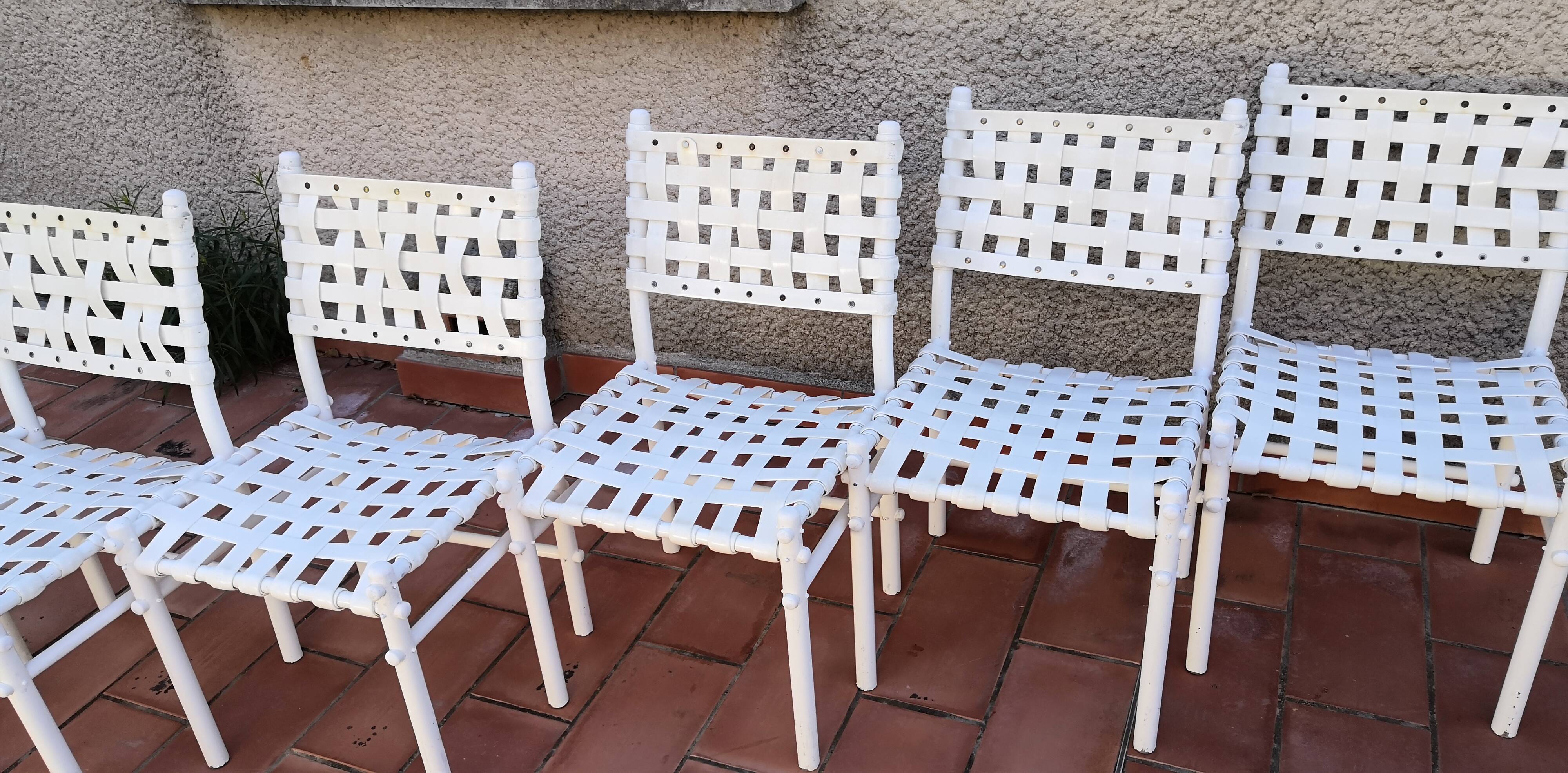 Suite de 7 chaises tressées triconfort vintage