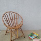 Rattan shell armchair for children 60s