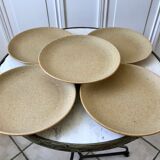 lot of 5 flat stoneware plates Made in France 70s