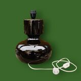 Large vintage lamp base in glazed brown ceramic