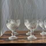 5 vintage fruit pattern glass ice cream cups