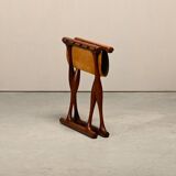 Poul Hundevad PH43 Guldhøj Stool in Teak and Brown Leather, Denmark, 1960s