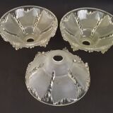 Signed ezan france frosted glass icicle shades set of 3 – art deco lighting