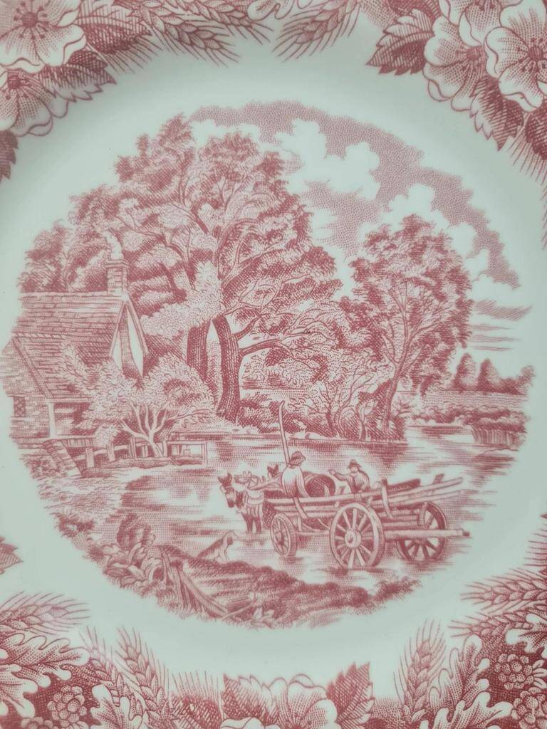 Vintage Italian plate country decor pink – Ceramica Quadrifoglio