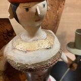 German polychrome wooden angel of light candle holder