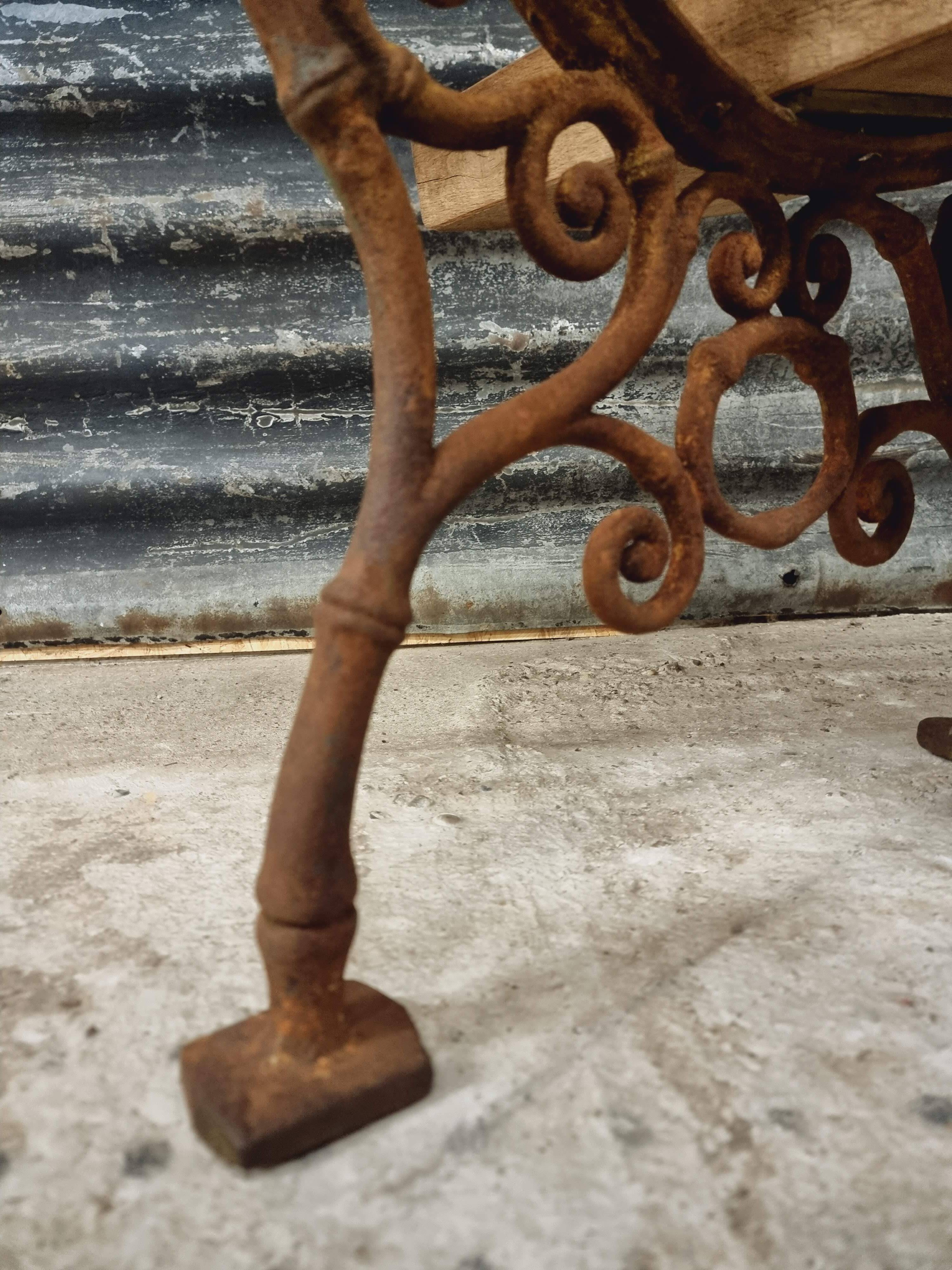 Antique garden bench French park bench oak with cast iron 218 cm