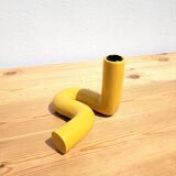 Yellow ceramic twist candle holder