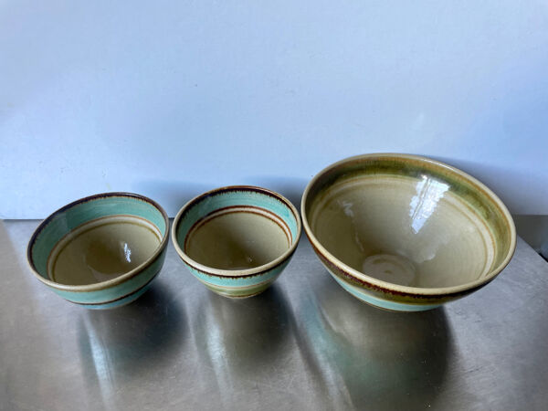 Lot de 3 bols scandinaves Midcentury en grès