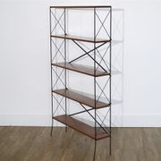 Vintage self-supporting teak and metal shelf 1960