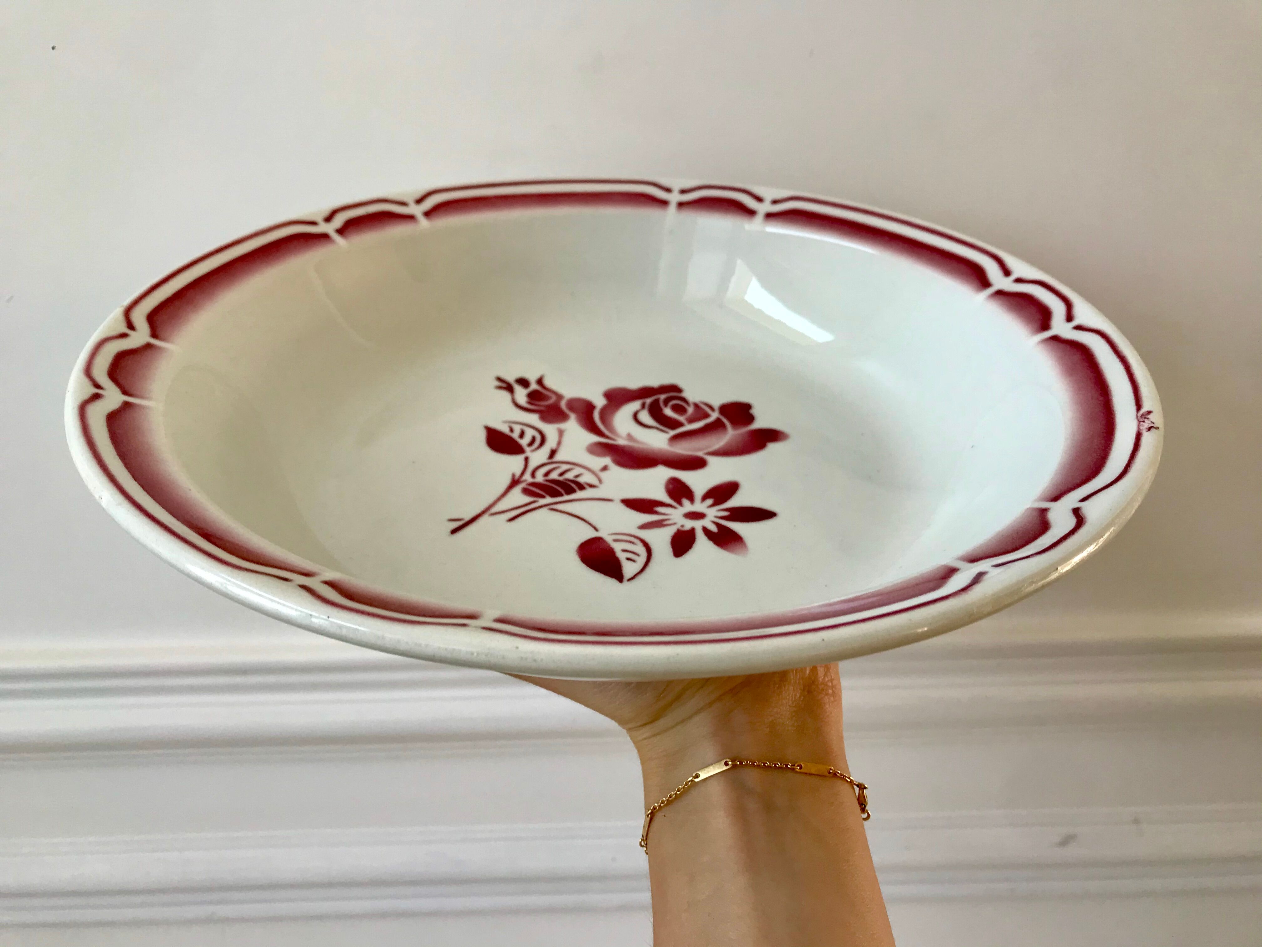 Plat creux badonviller à fleurs années 30