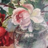 Oil on still life panel with roses