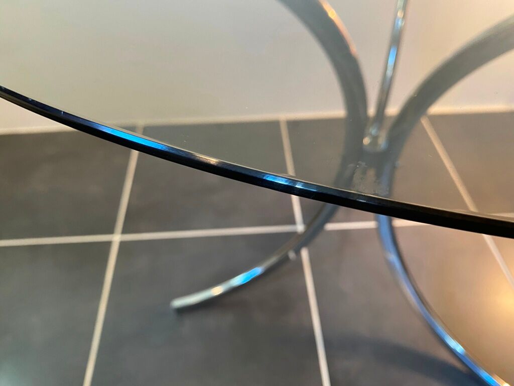 Round kitchen or dining room in smoked glass chrome structure an70