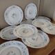 Series 10 flat plates Arcopal, white opaline with blue flowers