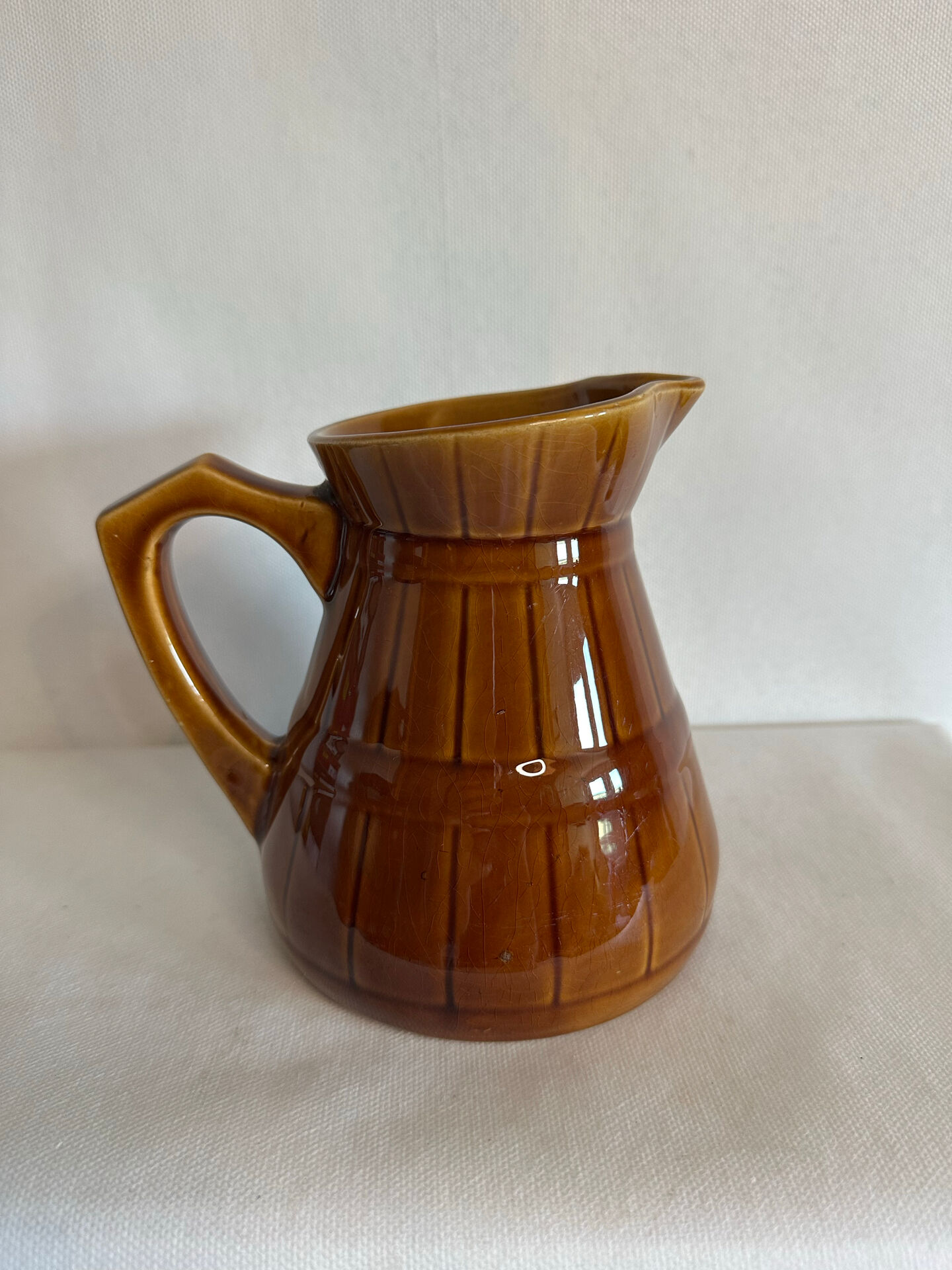 Old earthenware pitcher from Sarreguemines – Barrel model