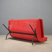 Canapé vintage en skaï rouge années 1960