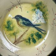 Dessert service signed Costa Diaz, 6 plates, Catalan earthenware 1950.