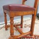 Set 6 chairs style Louis XIII VINTAGE 1980 Oak and Burgundy red leather