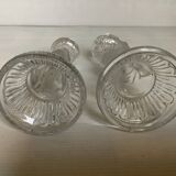 Trio of frosted molded glass angel candle holders