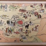 Old illustrated map of the Ile de France - JP Pinchon