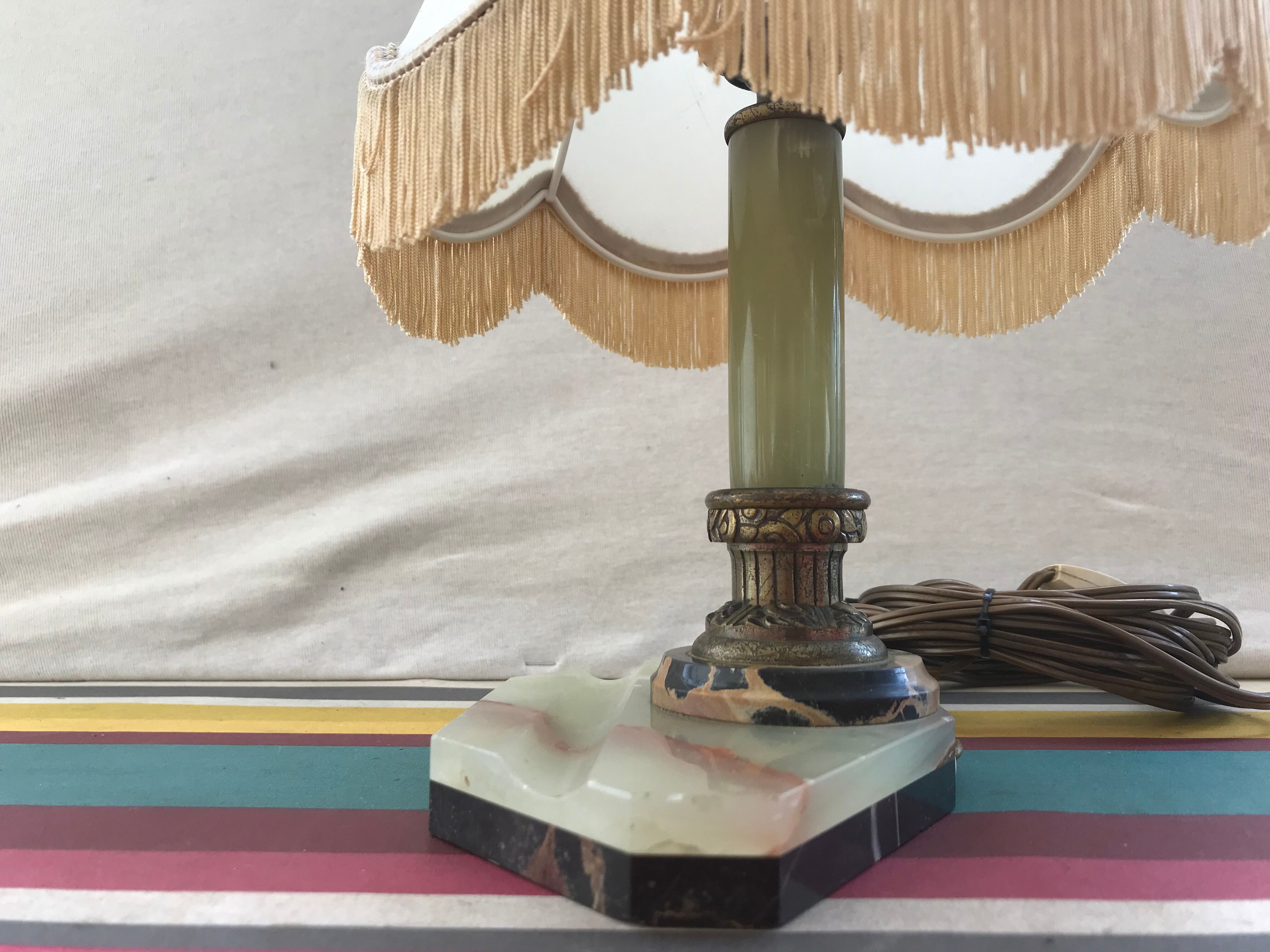 Ancient marble and alabaster column lamp