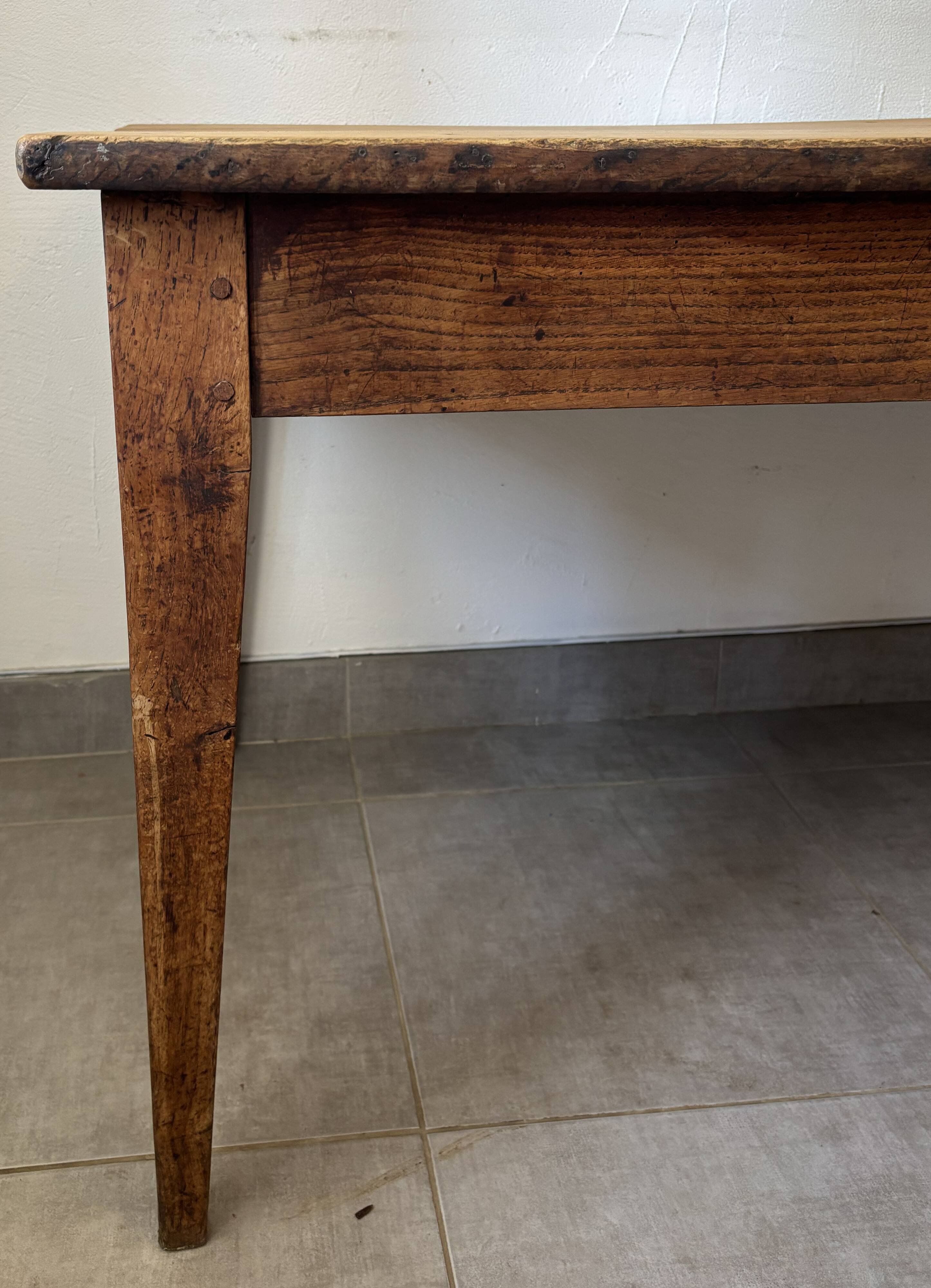 Authentic vintage farmhouse table from the 1950s in solid oak.