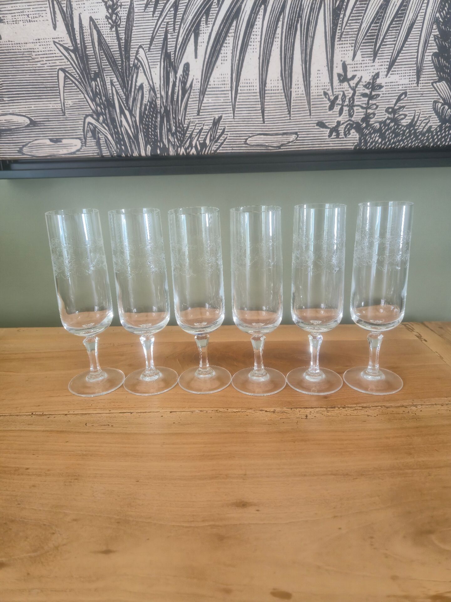6 crystal champagne flutes from Cristal d'Arques Matignon