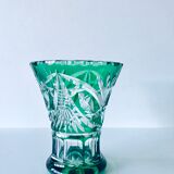 Vase Art Déco en cristal taillé vert