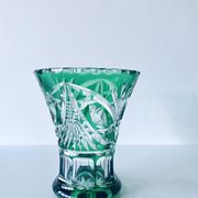 Vase Art Déco en cristal taillé vert
