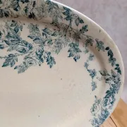 Old Ravier Iron Earth Creil-Montereau – Blue floral decoration