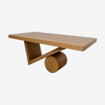 Table basse bois massif design des années 80 original vintage